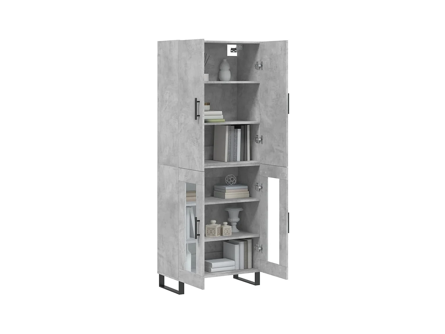 Highboard,Kommode Betongrau 69,5x34x180 cm Holzwerkstoff -gkd979877