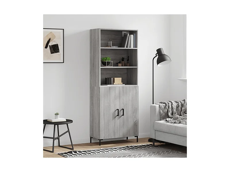 Highboard,Kommode Grau Sonoma 69,5x34x180 cm Holzwerkstoff -gkd397751