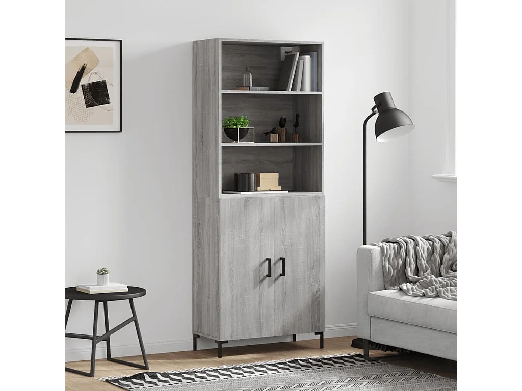 Highboard,Kommode Grau Sonoma 69,5x34x180 cm Holzwerkstoff -gkd397751