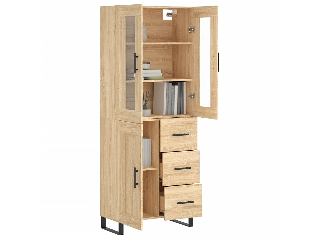 Buffet haut Chêne sonoma 69,5x34x180 cm Bois d'ingénierie QWE45606