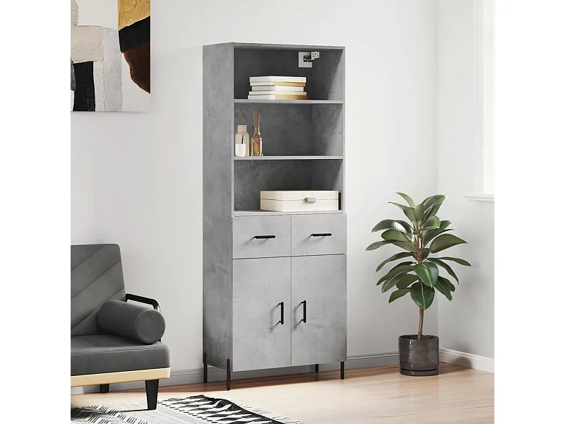 Highboard,Kommode Betongrau 69,5x34x180 cm Holzwerkstoff -gkd536339