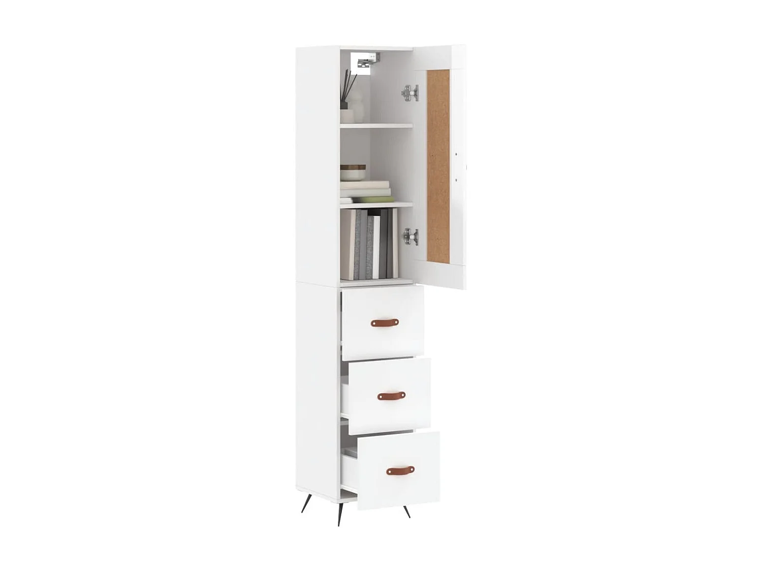 Highboard,Kommode Hochglanz-Weiß 34,5x34x180 cm Holzwerkstoff -gkd895299