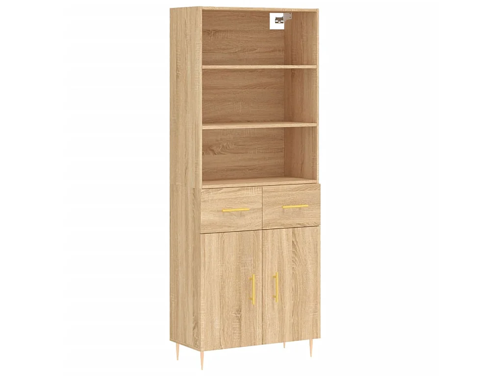 Buffet haut Chêne sonoma 69,5x34x180 cm Bois d'ingénierie QWE79563