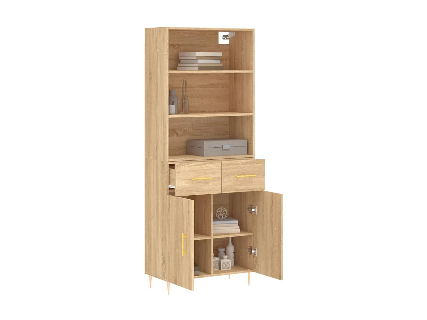 Buffet haut Chêne sonoma 69,5x34x180 cm Bois d'ingénierie QWE79563