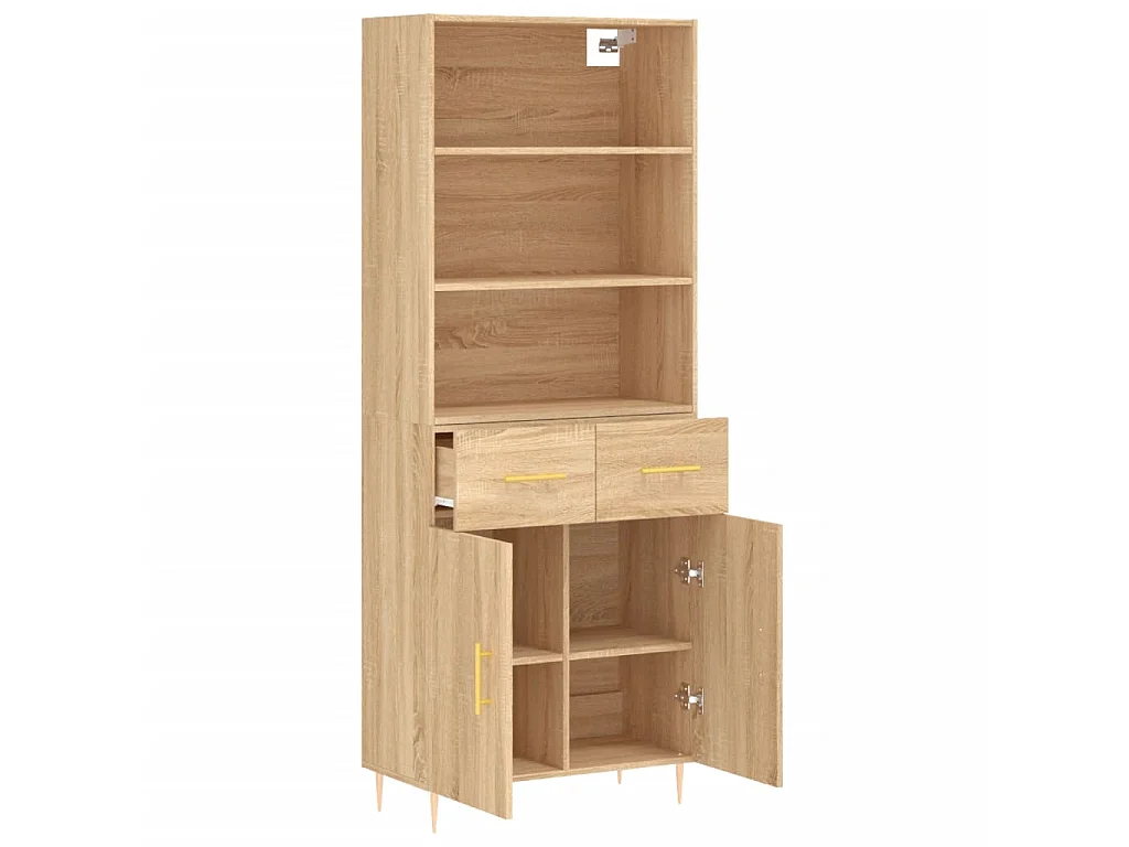Buffet haut Chêne sonoma 69,5x34x180 cm Bois d'ingénierie QWE79563