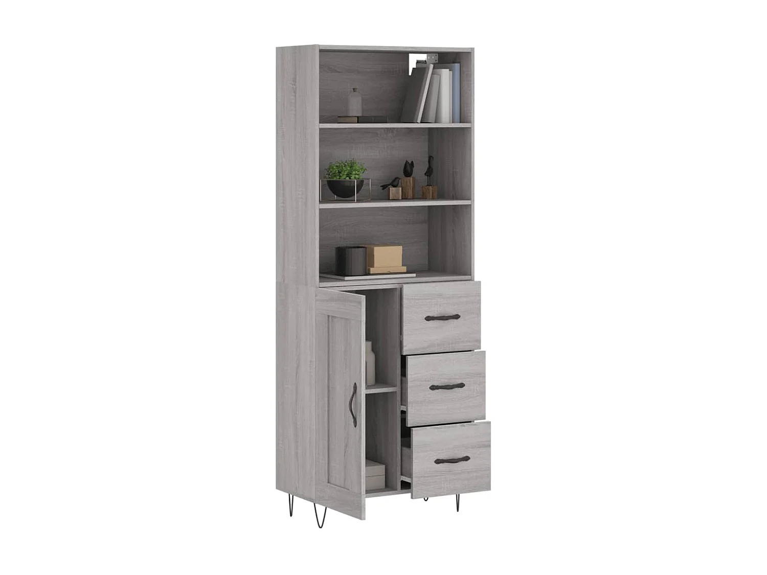 Buffet haut Sonoma gris 69,5x34x180 cm Bois d'ingénierie QWE99678