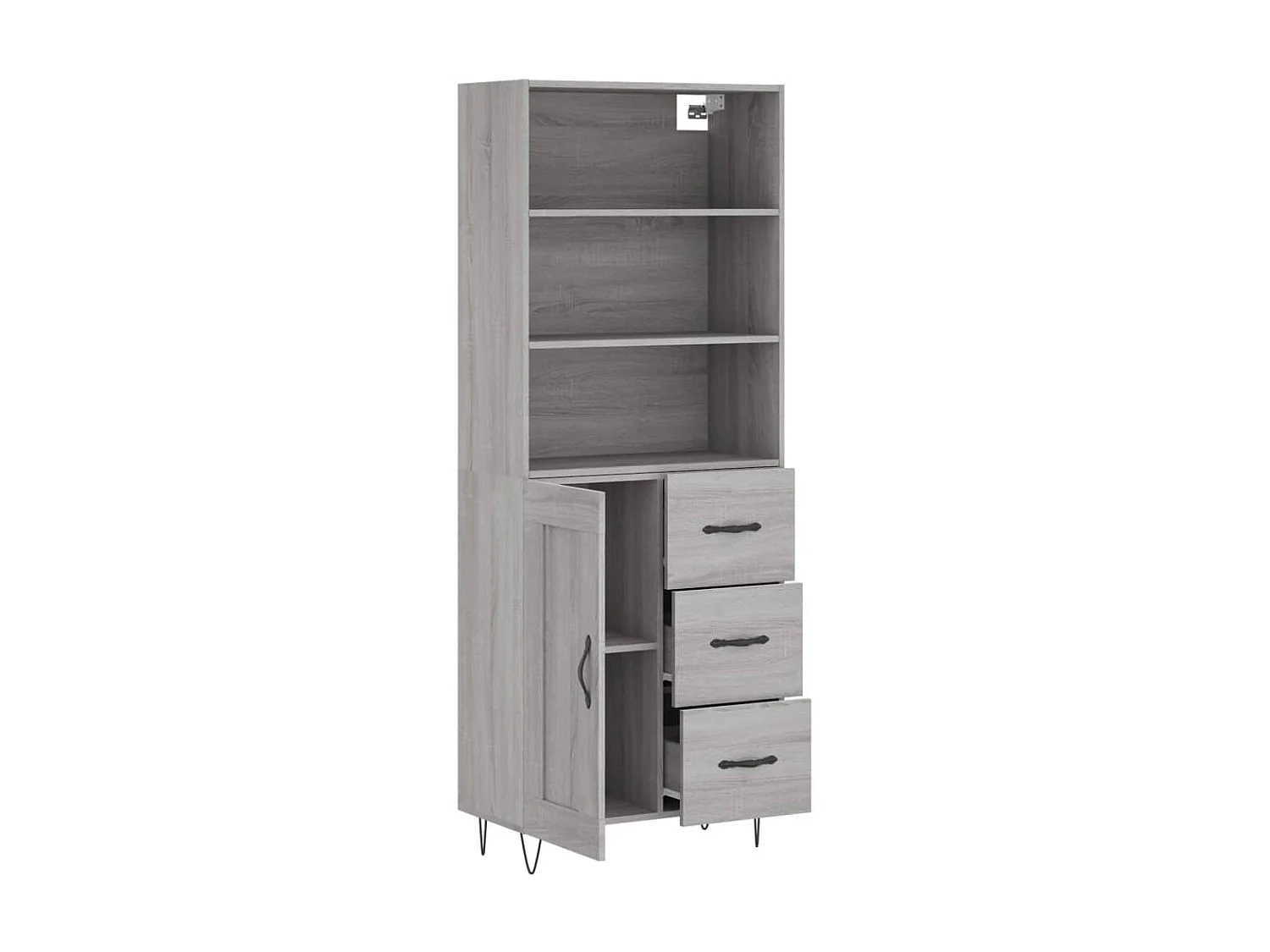 Buffet haut Sonoma gris 69,5x34x180 cm Bois d'ingénierie QWE99678