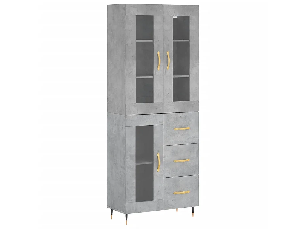 Buffet haut Gris béton 69,5x34x180 cm Bois d'ingénierie QWE42235
