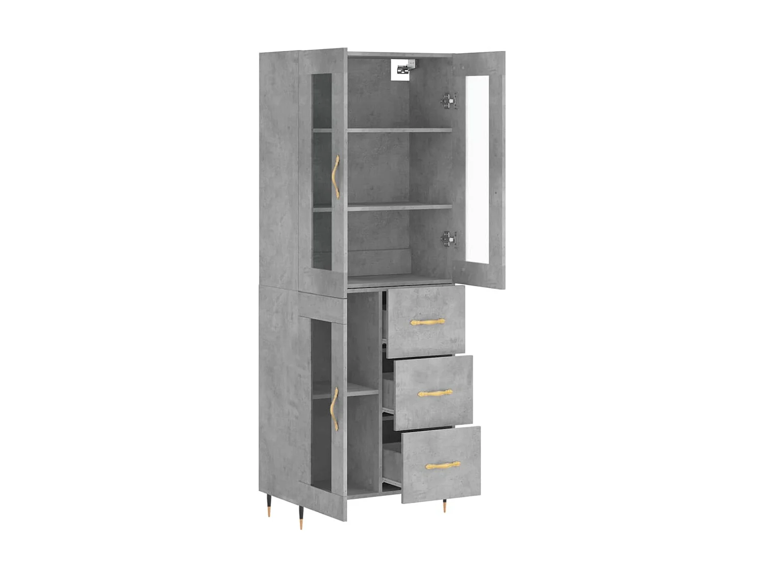 Buffet haut Gris béton 69,5x34x180 cm Bois d'ingénierie QWE42235