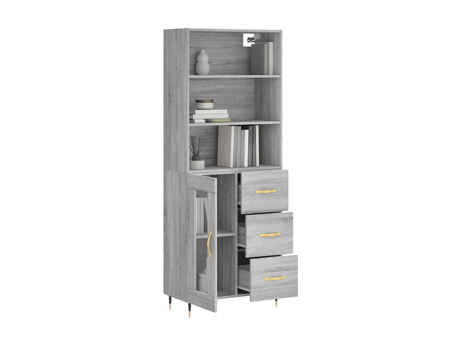 Highboard,Kommode Grau Sonoma 69,5x34x180 cm Holzwerkstoff -gkd518294