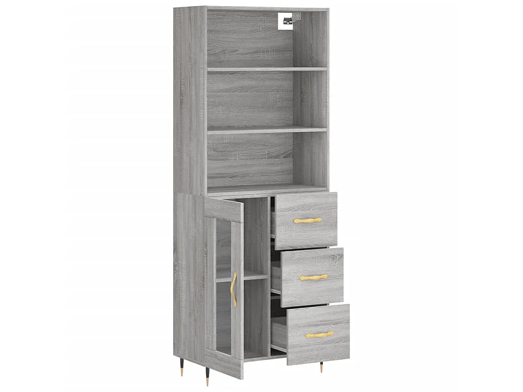 Highboard,Kommode Grau Sonoma 69,5x34x180 cm Holzwerkstoff -gkd518294