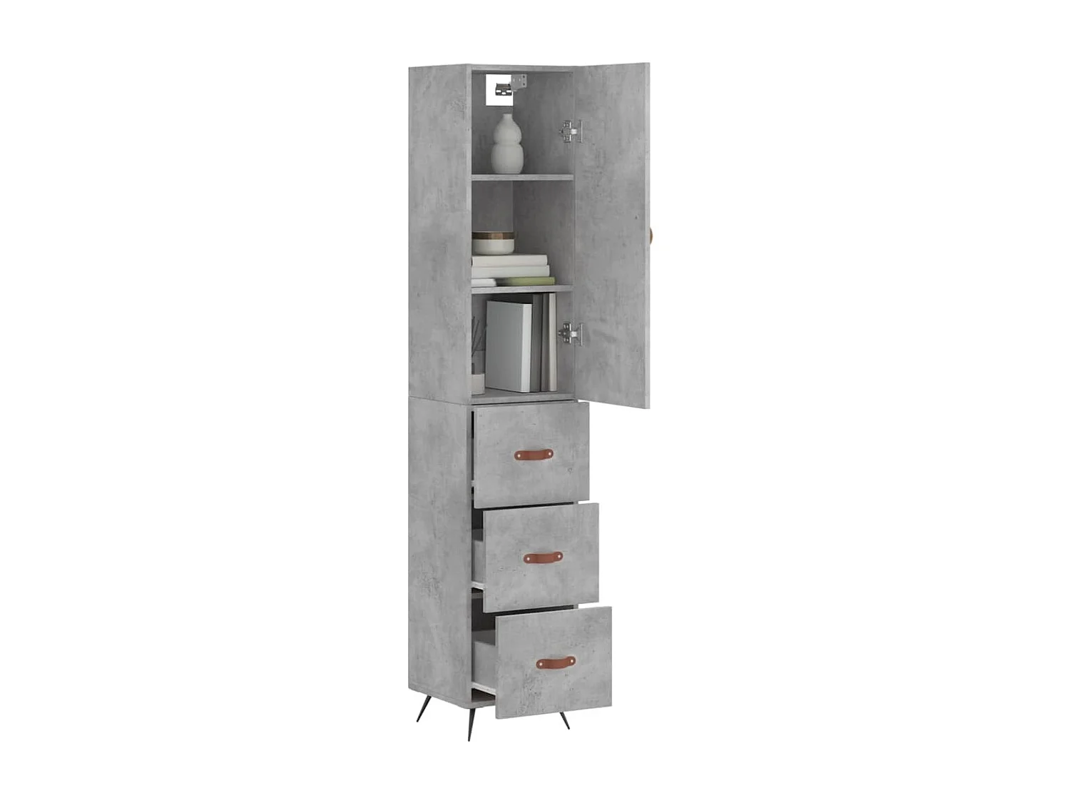 Buffet haut Gris béton 34,5x34x180 cm Bois d'ingénierie QWE60876