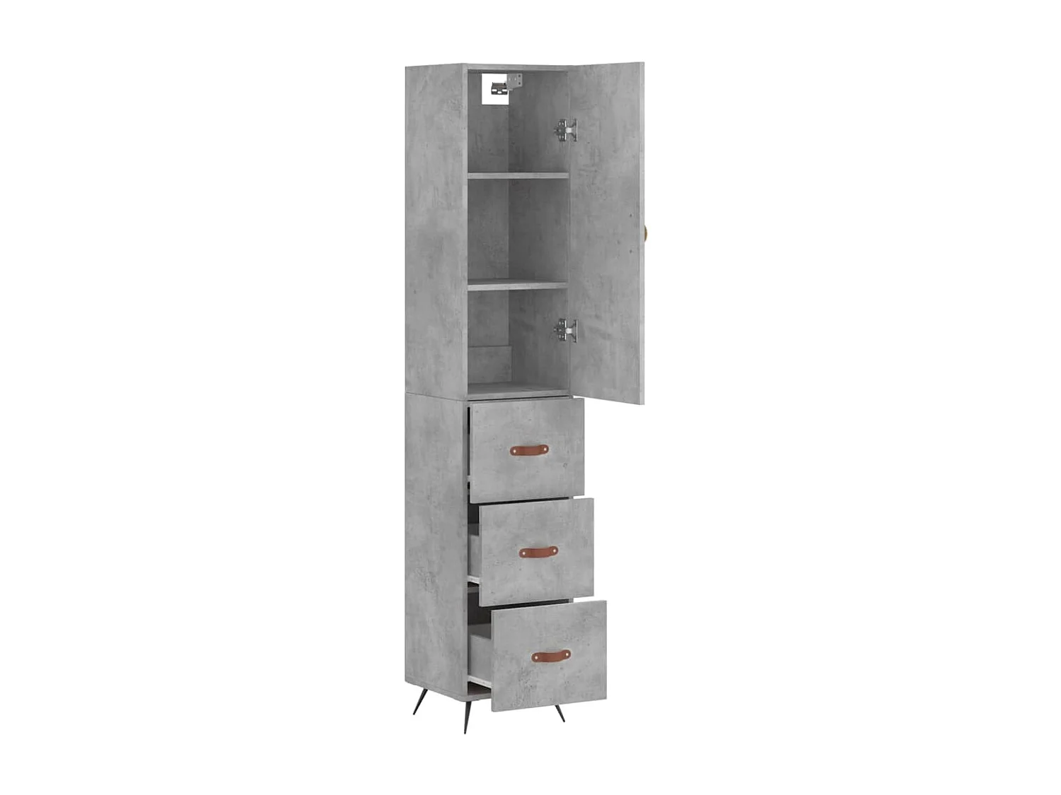 Buffet haut Gris béton 34,5x34x180 cm Bois d'ingénierie QWE60876