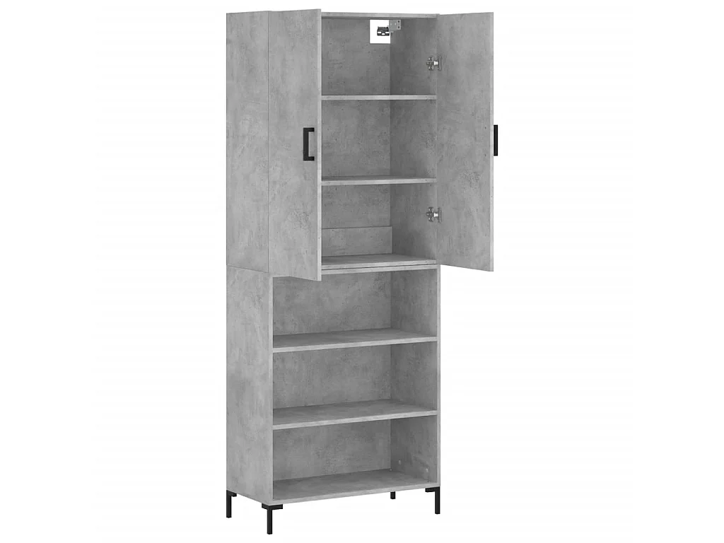 Buffet haut Gris béton 69,5x34x180 cm Bois d'ingénierie QWE56752
