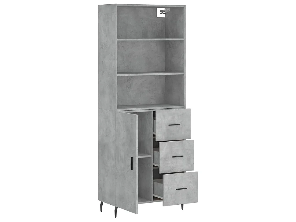 Highboard,Kommode Betongrau 69,5x34x180 cm Holzwerkstoff -gkd437724