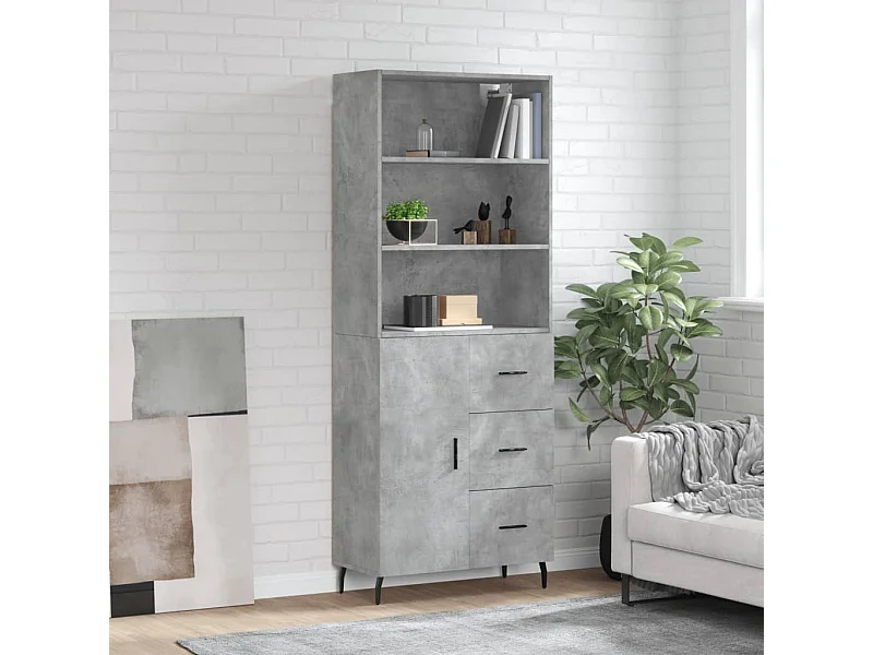 Highboard,Kommode Betongrau 69,5x34x180 cm Holzwerkstoff -gkd437724
