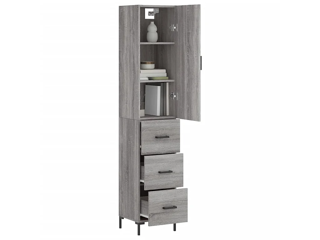 Highboard,Kommode Grau Sonoma 34,5x34x180 cm Holzwerkstoff -gkd591850