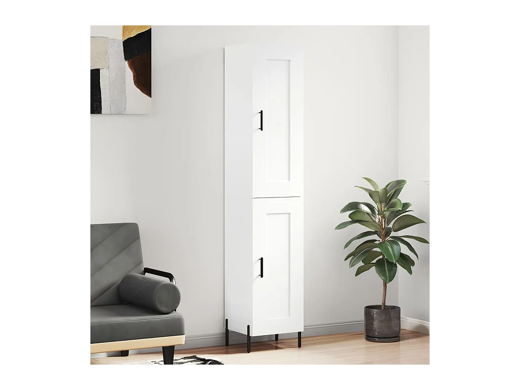 Buffet haut Blanc 34,5x34x180 cm Bois d'ingénierie QWE85610