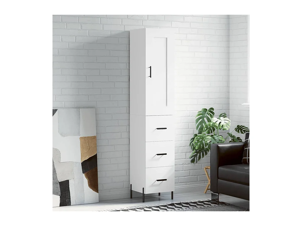 Buffet haut Blanc 34,5x34x180 cm Bois d'ingénierie QWE86175