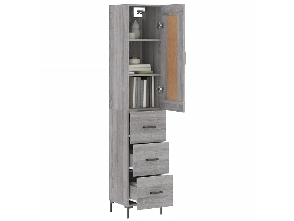 Buffet haut Sonoma gris 34,5x34x180 cm Bois d'ingénierie QWE96531