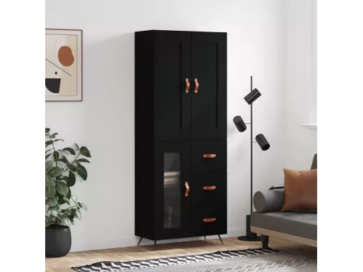 Kauf Unique Highboard,Kommode Schwarz 69,5x34x180 cm Holzwerkstoff -gkd956973