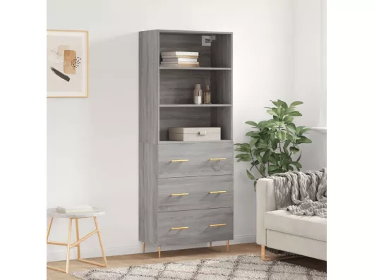 Kauf Unique Highboard,Kommode Grau Sonoma 69,5x34x180 cm Holzwerkstoff -gkd547506