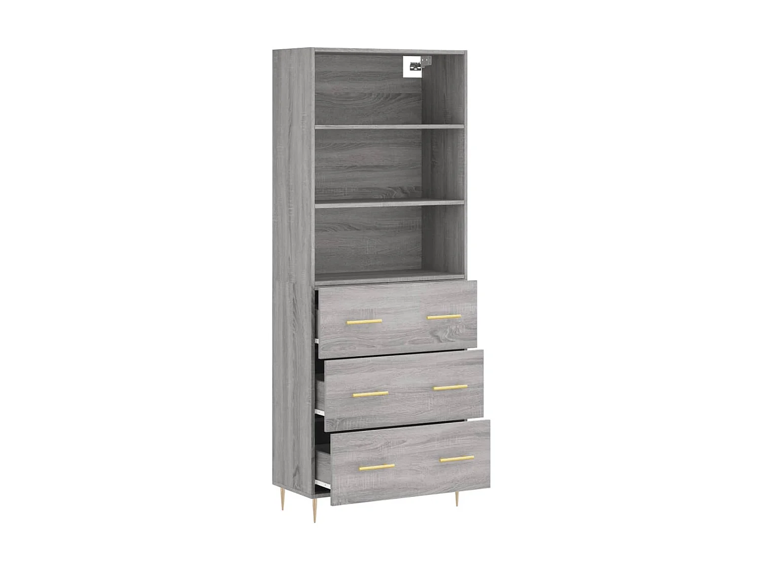 Buffet haut Sonoma gris 69,5x34x180 cm Bois d'ingénierie QWE83359