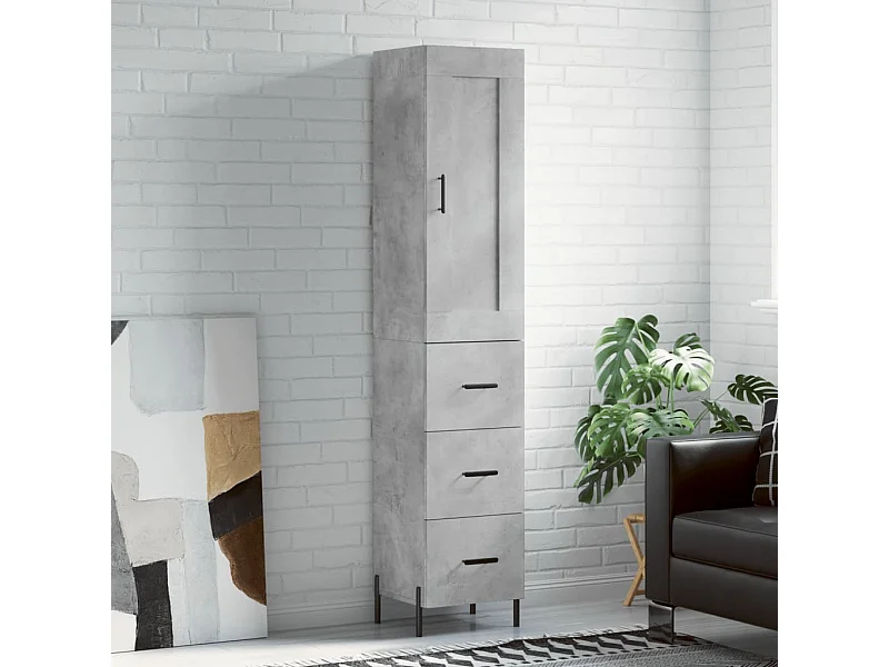 Aparador de madera contrachapada gris hormigón 34,5x34x180 cm ES29391