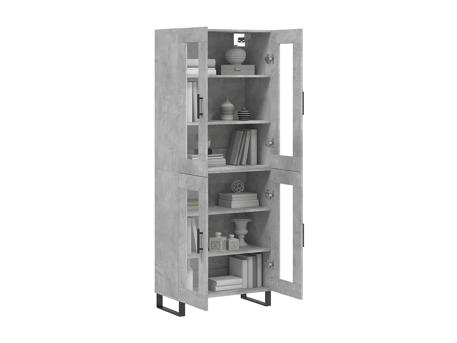 Highboard,Kommode Betongrau 69,5x34x180 cm Holzwerkstoff -gkd953430
