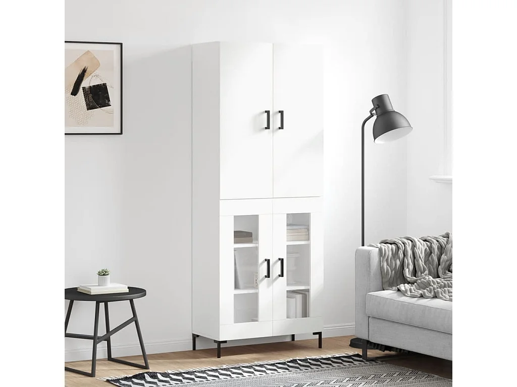 Buffet haut Blanc 69,5x34x180 cm Bois d'ingénierie QWE73136