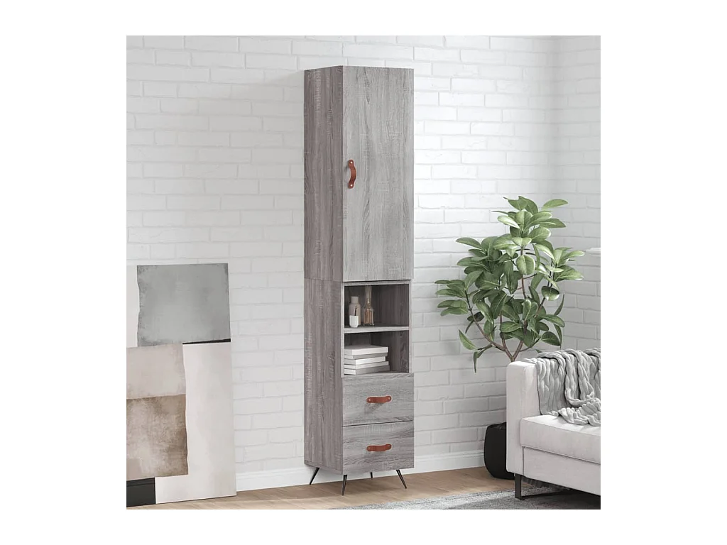 Buffet haut Sonoma gris 34,5x34x180 cm Bois d'ingénierie QWE77879