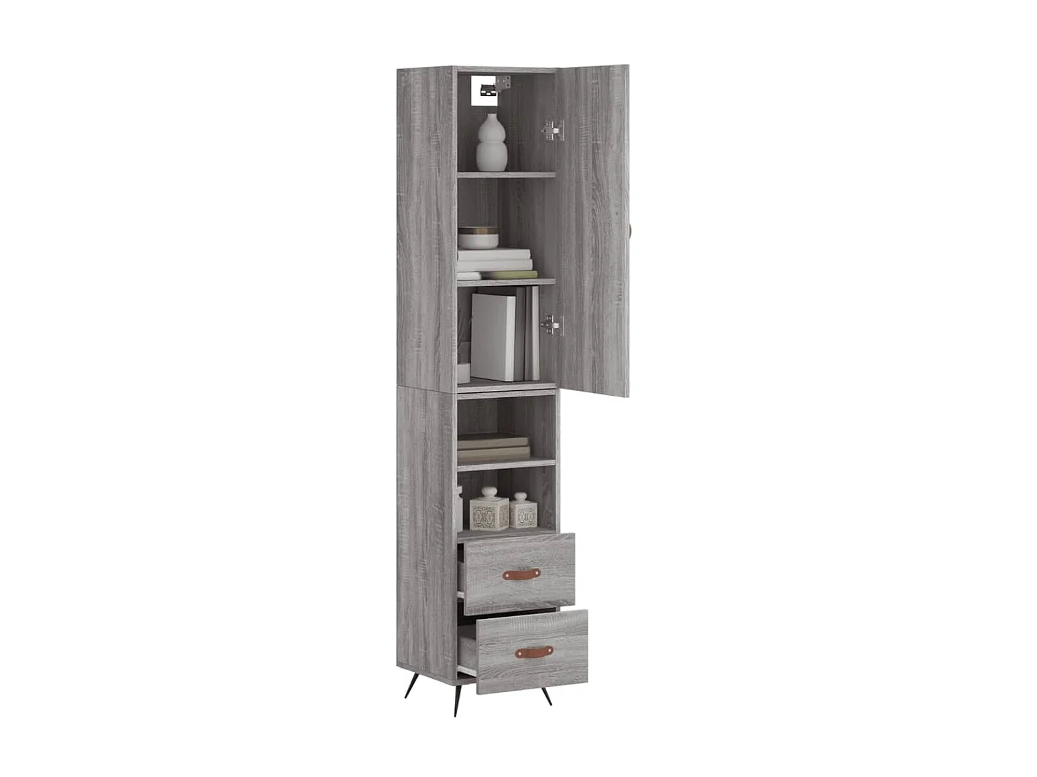 Buffet haut Sonoma gris 34,5x34x180 cm Bois d'ingénierie QWE77879
