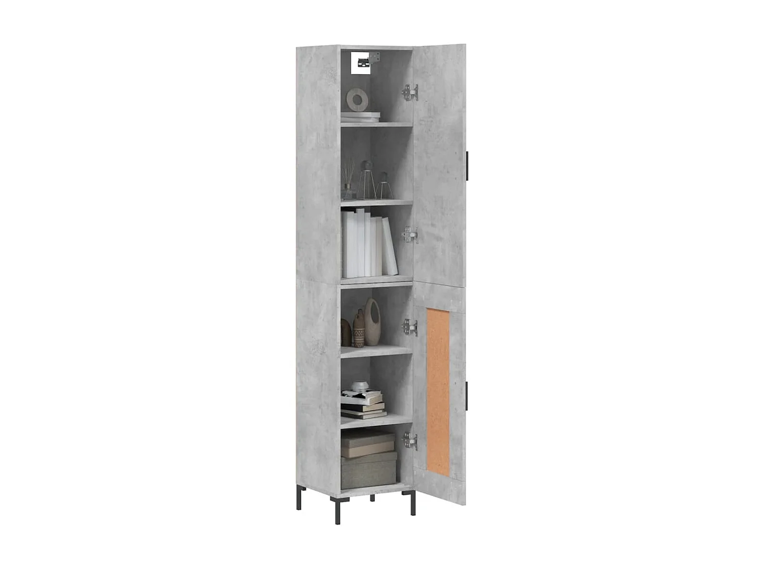 Buffet haut Gris béton 34,5x34x180 cm Bois d'ingénierie QWE83796