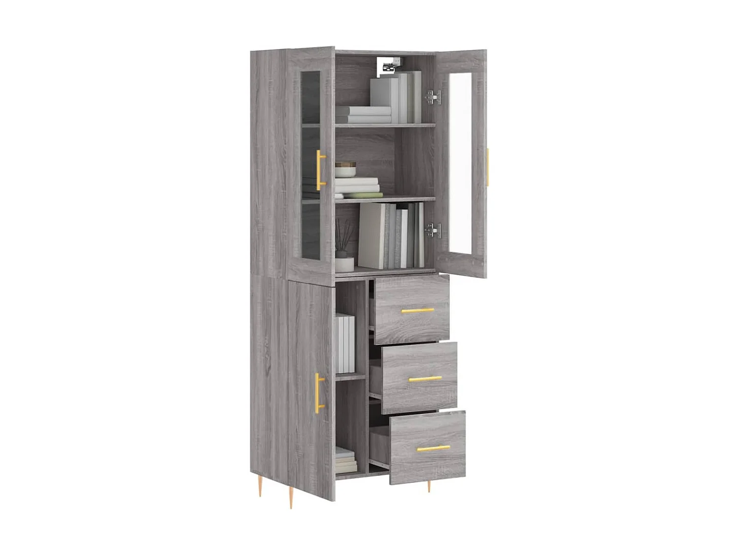 Buffet haut Sonoma gris 69,5x34x180 cm Bois d'ingénierie QWE32784