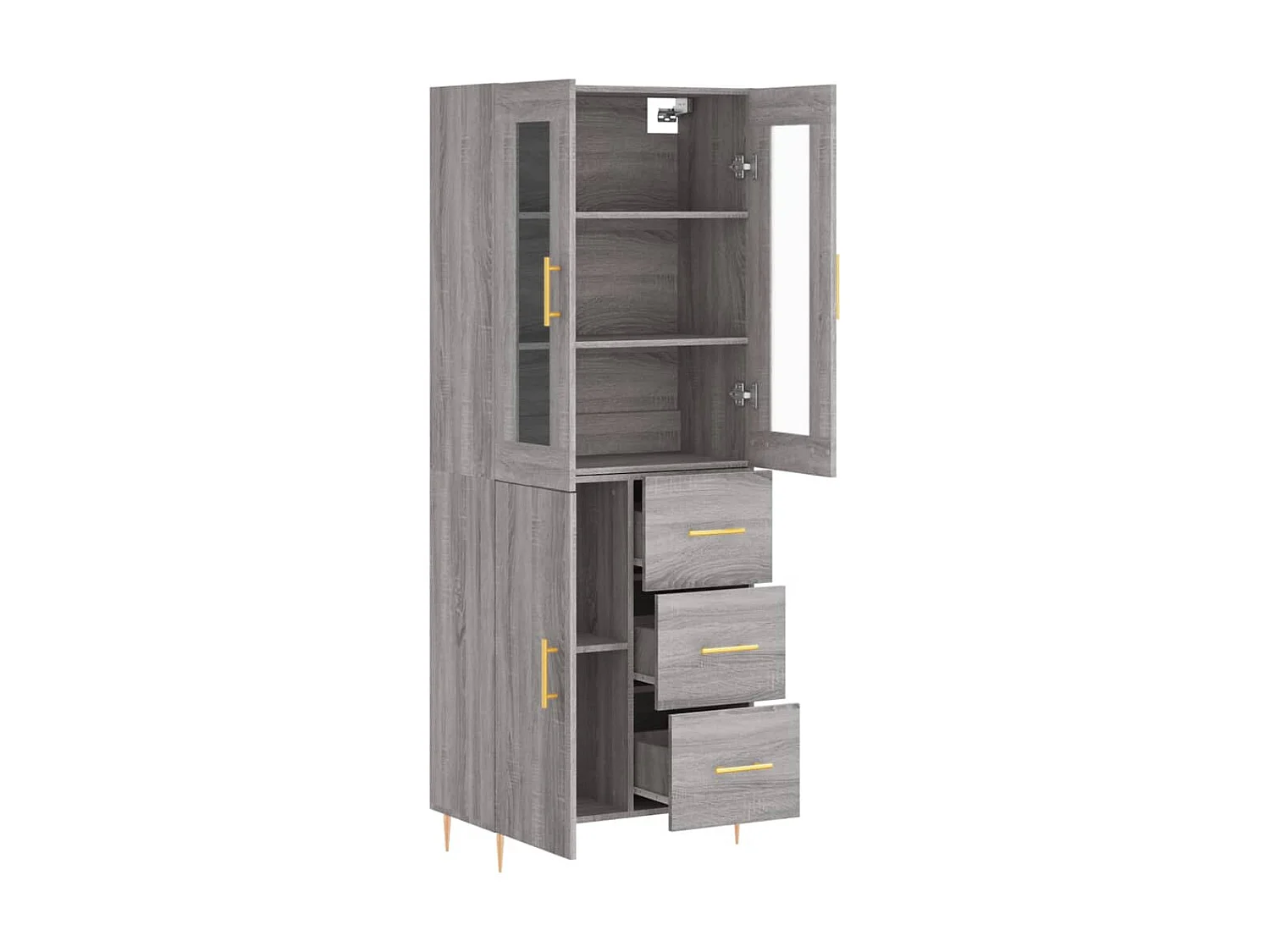 Buffet haut Sonoma gris 69,5x34x180 cm Bois d'ingénierie QWE32784