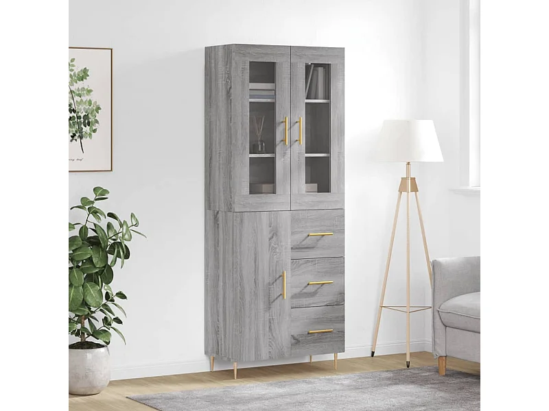 Buffet haut Sonoma gris 69,5x34x180 cm Bois d'ingénierie QWE32784