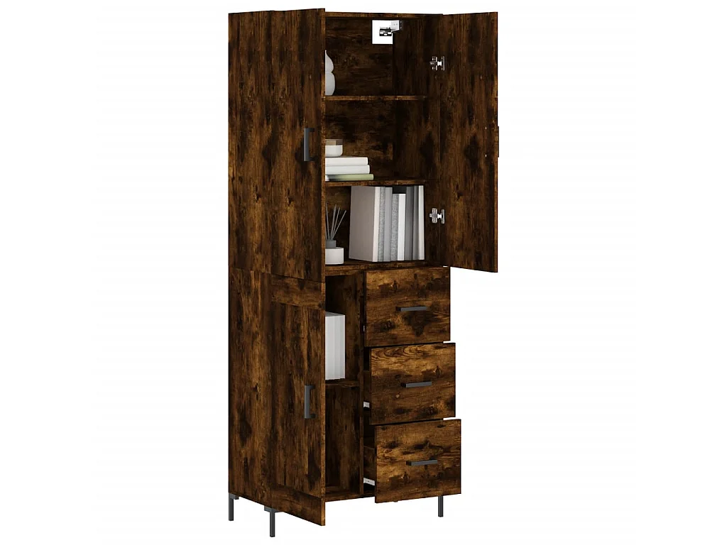 Aparador alto madera contrachapada roble ahumado 69,5x34x180 cm ES35511