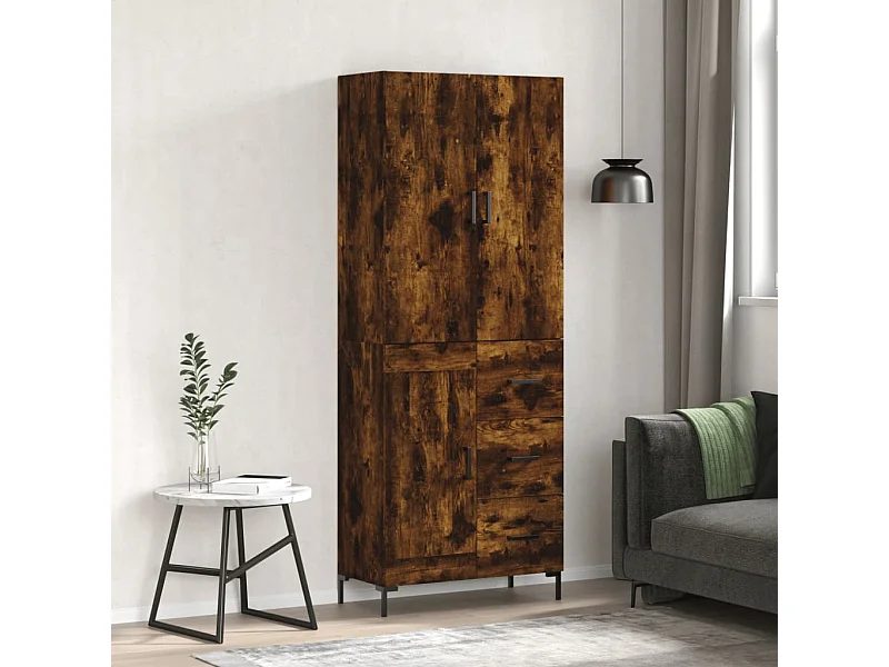 Highboard,Kommode Räuchereiche 69,5x34x180 cm Holzwerkstoff -gkd859686