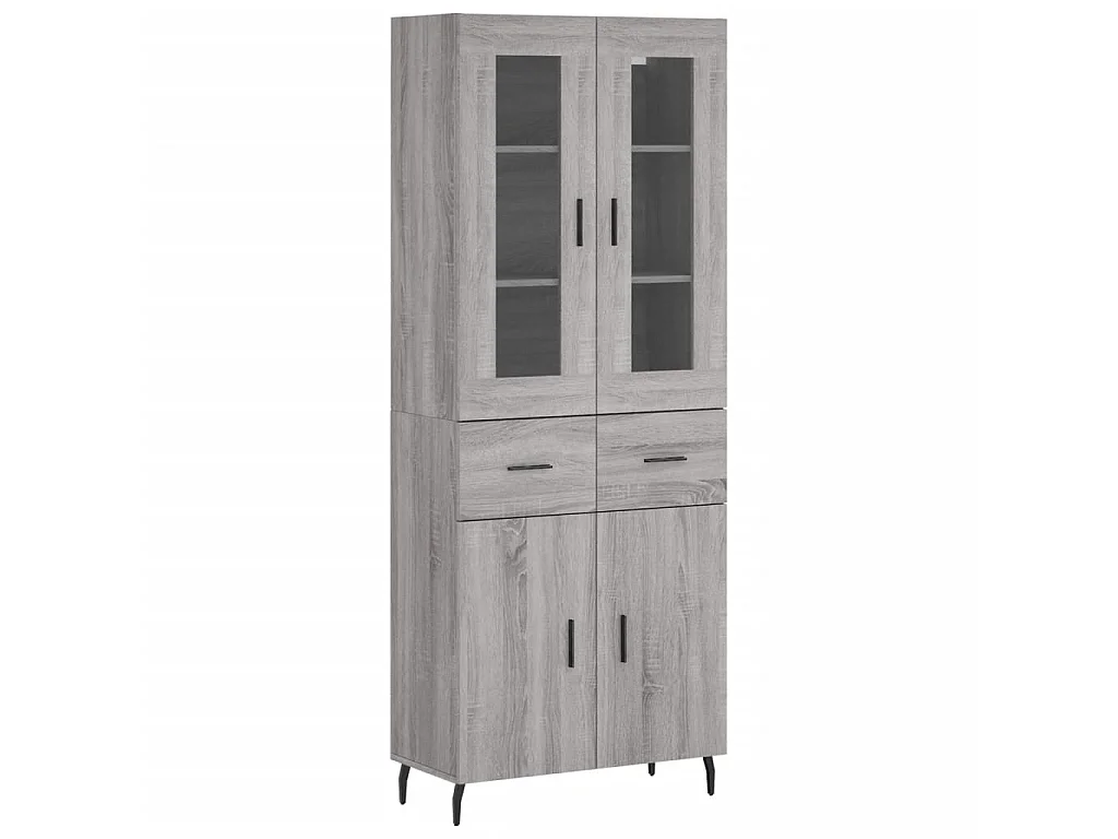 Hoge kast 69,5x34x180 cm bewerkt hout grijs sonoma eikenkleurig NL636803