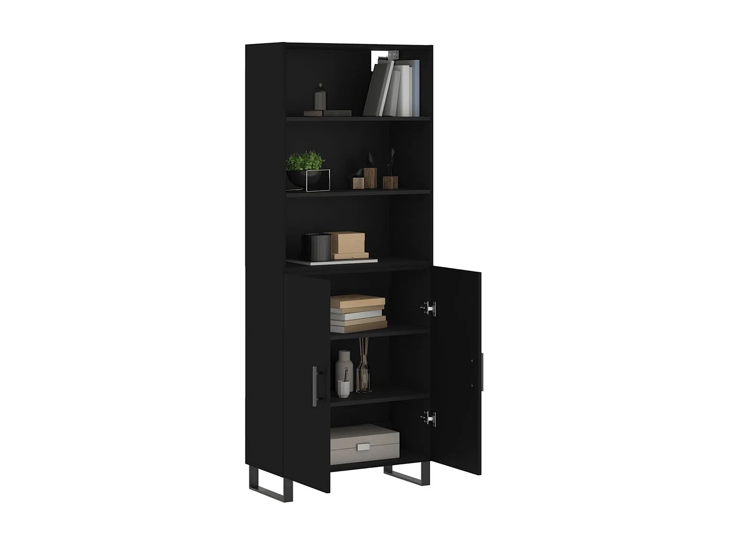 Aparador alto 69,5x34x180 cm derivados de madeira preto PT367855