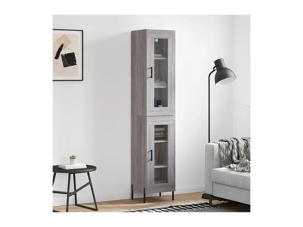 Buffet haut Sonoma gris 34,5x34x180 cm Bois d'ingénierie QWE85425