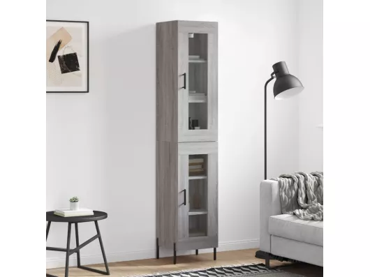 Kauf Unique Highboard,Kommode Grau Sonoma 34,5x34x180 cm Holzwerkstoff -gkd378146