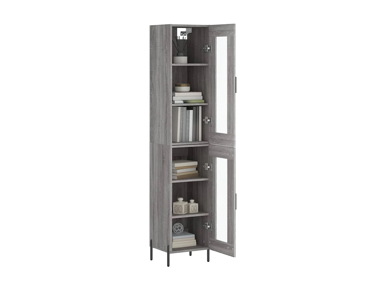 Highboard,Kommode Grau Sonoma 34,5x34x180 cm Holzwerkstoff -gkd378146
