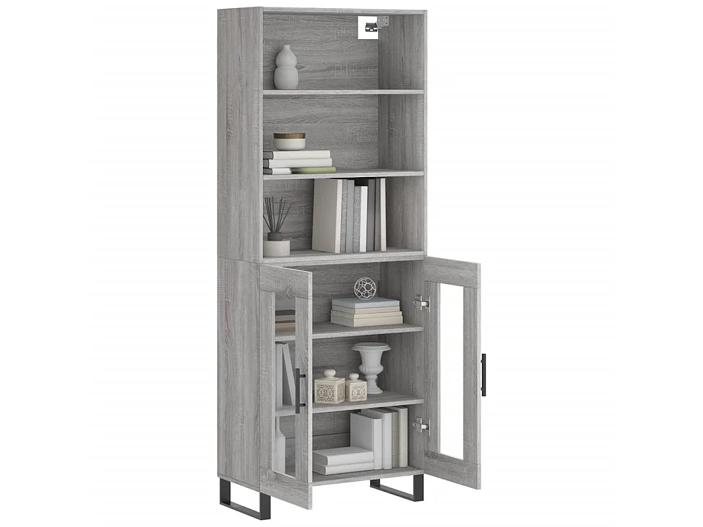 Buffet haut Sonoma gris 69,5x34x180 cm Bois d'ingénierie QWE21366