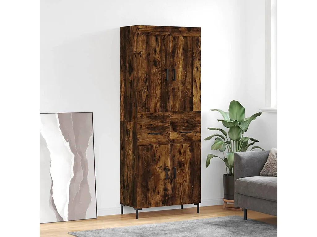 Aparador alto 69,5x34x180 cm madeira processada carvalho fumado PT198815