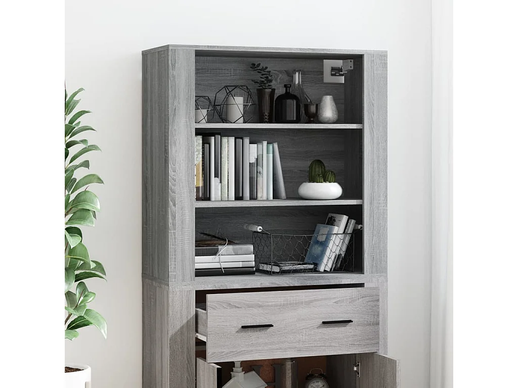 Aparador alto de madera contrachapada gris Sonoma ES97287