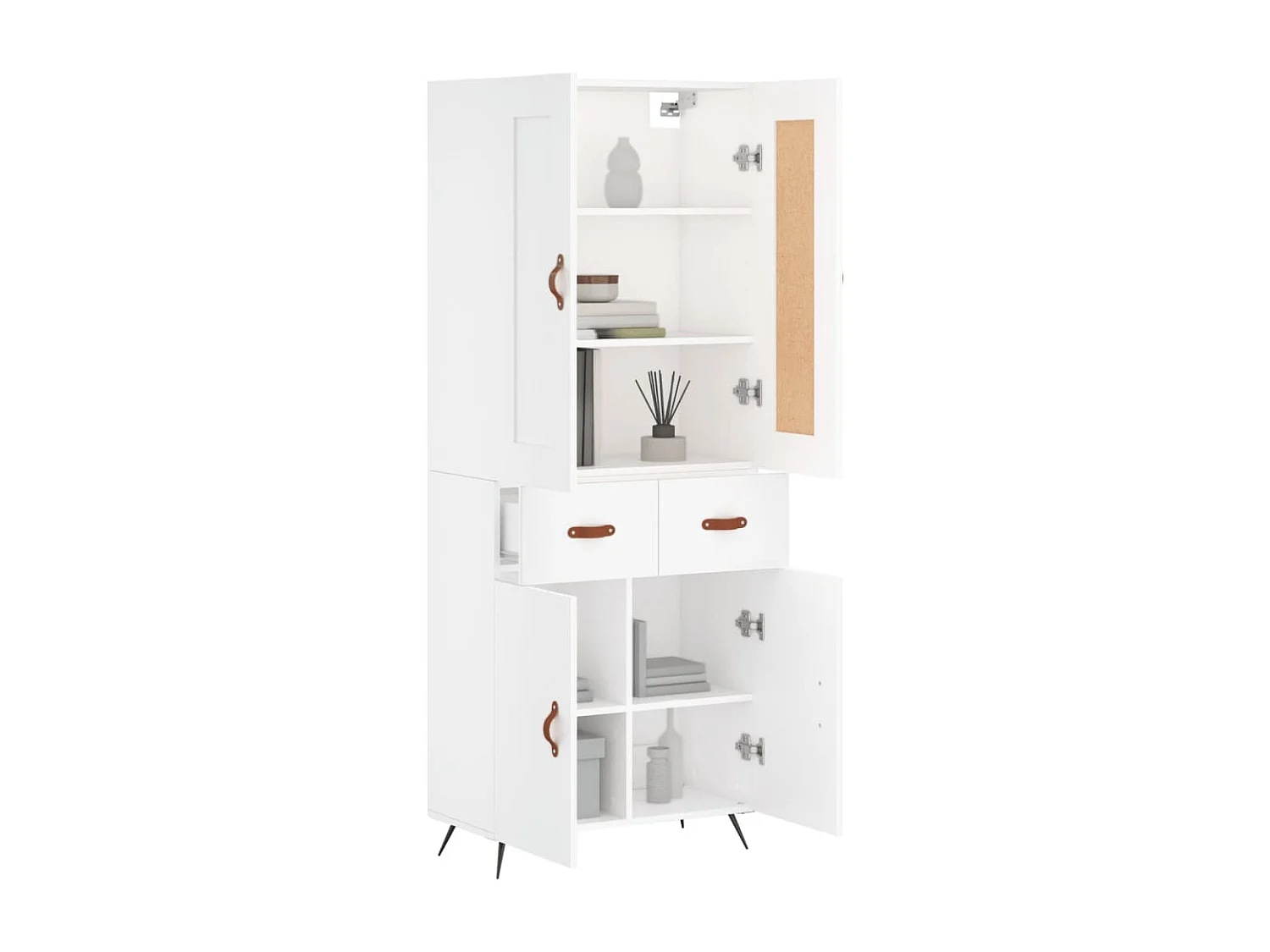 Aparador alto 69,5x34x180 cm derivados de madeira branco PT178968