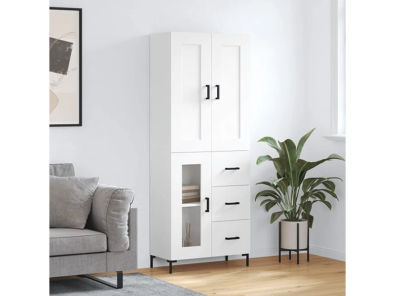 Aparador alto madera contrachapada blanco 69,5x34x180 cm ES96004