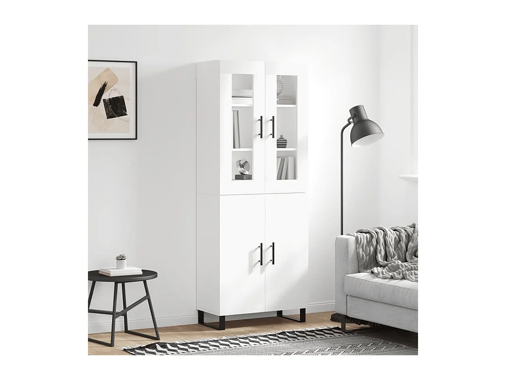 Buffet haut Blanc 69,5x34x180 cm Bois d'ingénierie QWE41010