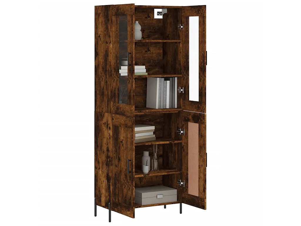 Buffet haut Chêne fumé 69,5x34x180 cm Bois d'ingénierie QWE55458